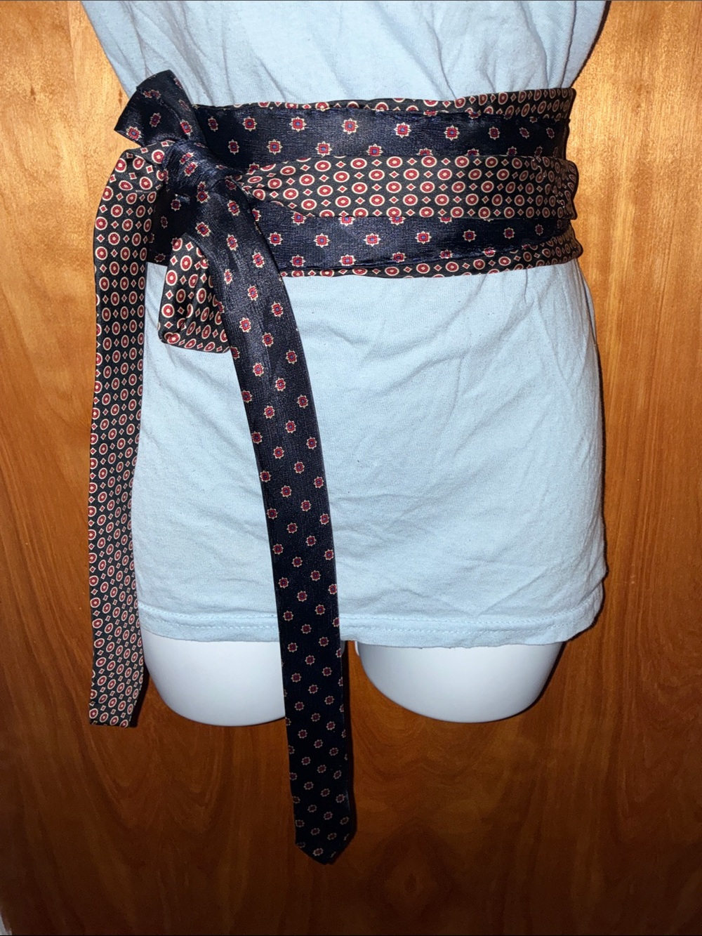 Handmade Dark Blue, Red & White Giacomo Italia Tie Wrap Belt 97.25"